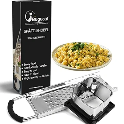 Imagen de Bugucat Fabricante de Spaetzle Acero Inoxidable, Rallador Spaetzle, Tabla Spaetzle,Máquina Apto Para Lavavajillas, Ideal y Pan Abotonado