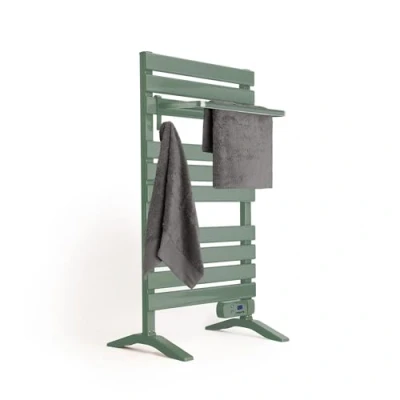 Imagen de CREATE / Warm Towel 500W Toallero eléctrico Verde Sage con Patas Estante 103x5x55 cm/para Suelo o Pared, Temporizador, Pantalla LCD, bajo Consumo