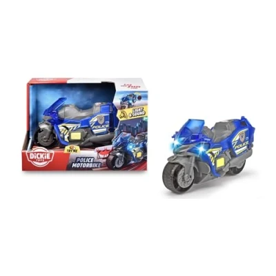 Imagen de Dickie Toys Police Motorbike Moto de Juguete para niños a Partir 3 años, con Efectos luz y Sonido, Ruedas móviles, 15 cm Longitud, Azul, (203302031)