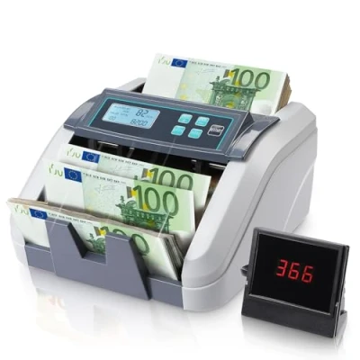Imagen de MUNBYN IMC51 contador de billetes (modo añadido+lote, detección UV/MG/IR/MT, solo dinero, 1100 billetes/minuto, pantalla LCD, 2 años garantía), color gris