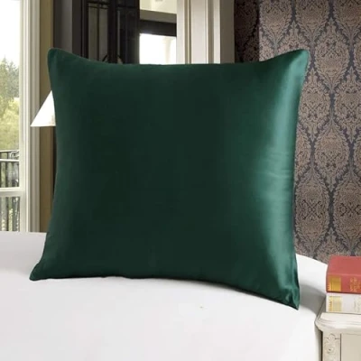 Imagen de townssilk Funda de almohada reversible 100 % seda morera pura 19 mommes, para la salud del cabello y piel, cuadrada, 1 unidad, 40 x cm, con cremallera oculta, 600 hilos, verde esmeralda