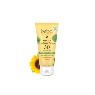 Imagen de Babo Botanicals Loción de zinc transparente SPF 30, sin fragancia, 3 onzas, mejor protector solar mineral natural, no nano, sensible