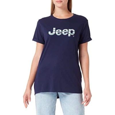 Imagen de JEEP O102613 A184 J Woman T Shirt Oversize Star Striped Print Turn up Sleeve J22W Mujer Deep Blue S
