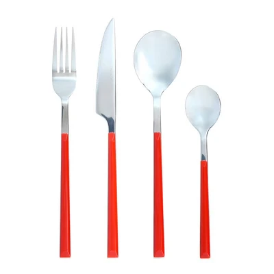 Imagen de Cubertería De 24 Piezas Color Rojo
