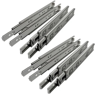 Imagen de 4 pares (8 piezas) SO TECH® Guía para Cajón de Extracción total Carril Argénteo 350 mm (cerrado) Rodamiento