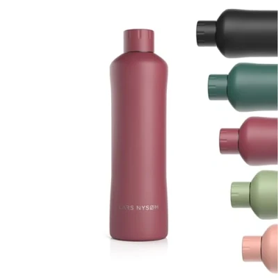 Imagen de LARS NYSØM Botella de acero inoxidable aislante 1 litro agua a prueba fugas para deportes, bicicleta, perro, Termos (Berry Red, 1000ml)