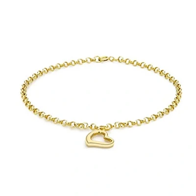 Imagen de Carissima Gold Pulsera con Cadena Tipo Belcher y Colgante Corazón de Oro Amarillo 9 Quilates para mujer. Longitud 18 cm.