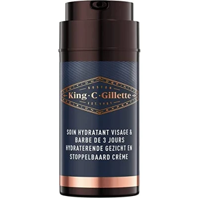 Imagen de Gillette King C Cuidado Hidratante Para Hombres, Facial Y Barba Corta, Suaviza la Piel, Infundida Con Fragancia Firma Notas De Bergamota, Complejo Vitamina B, 100 ml