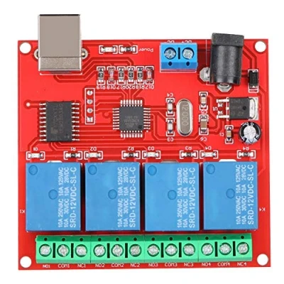 Imagen de módulo de relé, Interruptor Inteligente USB computadora 4 Canales y 12 V, Controlador relé PC Placa expansión del