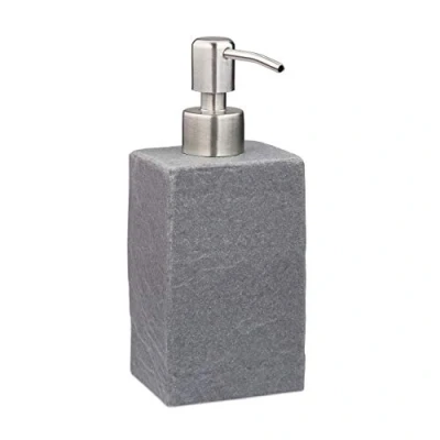 Imagen de Relaxdays Dispensador Jabón, Jabonera 200 ml Cuadrada, Rellenable, Baño, Cocina, Dosificador Gel Ducha o Loción, Gris