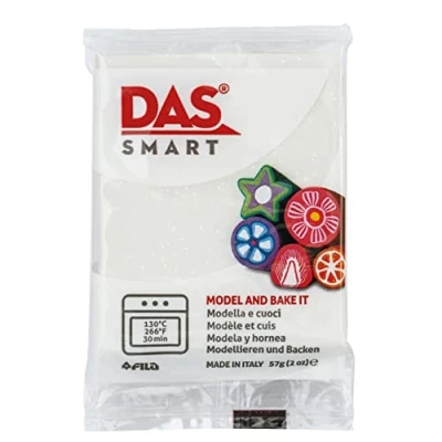 Imagen de DAS Smart, Pasta para modelar que se endurece al horno, 57g, Blanco Glitter