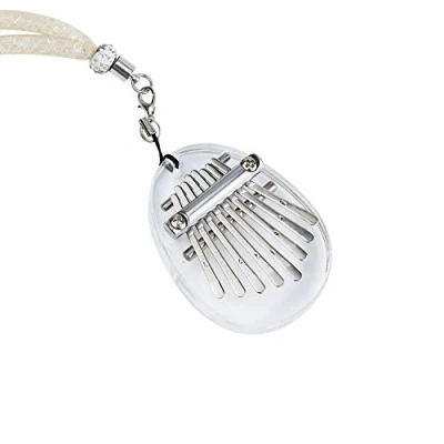 Imagen de Alnicov piano de pulgar Kalimba 8 teclas, dedo acrílico transparente Super MiNi con cordón adecuado para principiantes en cumpleaños, Navidad y otras ocasiones (forma ovalada)