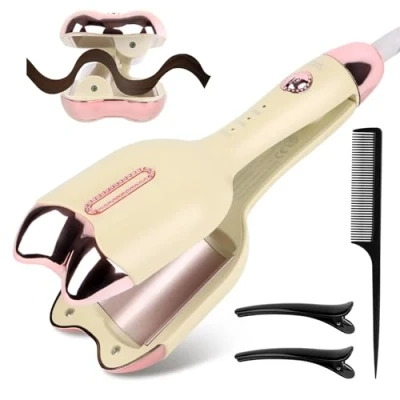 Imagen de MXTIMWAN Rizador Pelo Ondas,Ondulador de Pelo, Modelador Cabello, Plancha Ondas Al Agua Cerámica 32 mm para Grandes Rizos,Moldeador Ideal Principiantes