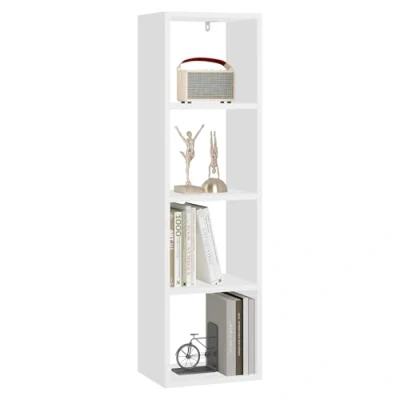 Imagen de WOLTU Librería con 4 Niveles, Estantería de Cubos para Libros y Adornos, Almacenamiento, Abierta Moderna Salón, Estudio Oficina, 30x23,5x106,5 cm, Blanco, SK051ws