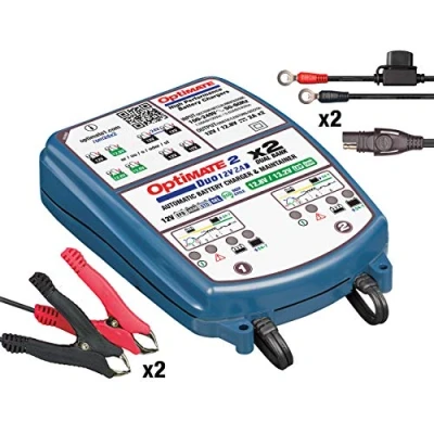 Imagen de OptiMate TecMate 2 Duo x Bank, TM570, Serie Bronze: Cargador mantenedor de batería sellada 5 Fases 2X 12V/12,8V 2A