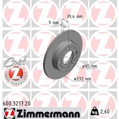 Imagen de Disco de freno ZIMMERMANN 600.3217.20