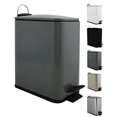 Imagen de Spirella SP2679 Erik Basura para baño (5 L, Acero Inoxidable, con Descenso automático y Cubo Interior, Cierre Suave), Color Gris, Plástico