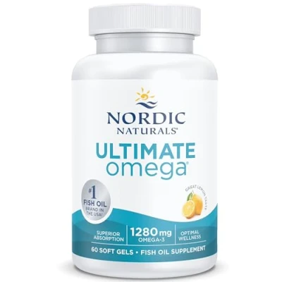 Imagen de Nordic Naturals, Ultimate Omega 3, 1280mg, con EPA y DHA, Dosis Alta, Sabor Limón, 60 Cápsulas blandas, Testado en Laboratorio, Sin Soja, Gluten, No GMO