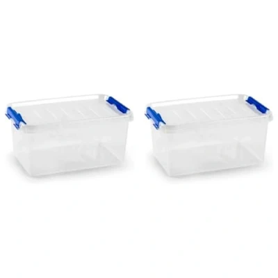 Imagen de AC Pack de 2 Cajas ordenación plástico Transparente con asa, N.º 26. Contenedor para almacenar Juguetes, Libros, Ropa, Mantas. Capacidad 8 litros. Dimensiones Aprox.: 34 x 22,5 15,5 cm