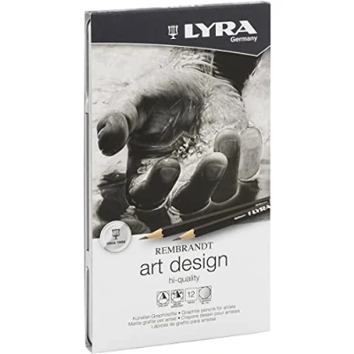 Imagen de LYRA Rembrandt Art Design, Lápices de Grafito para Bellas Artes, hexagonal, Estuche Metal, diferentes graduaciones, 12 unidads