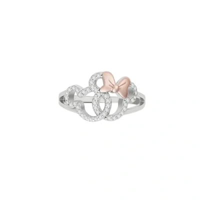 Imagen de Anillo de Plata ley con diseño silueta Mickey y Minnie, talla S,