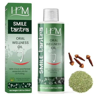 Imagen de Happy Moms Extracción de aceite con aceites esenciales clavo e hinojo para la salud bucal, dientes y encías saludables, enjuague bucal sin alcohol, blanqueamiento dental, ayuda el mal aliento