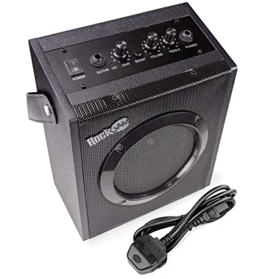 Imagen de RockJam RJ10WAR2 Amplificador de Guitarra eléctrica 10 vatios con Salida Auriculares, Ecualizador Tres Bandas, Overdrive y Ganancia, Color Negro
