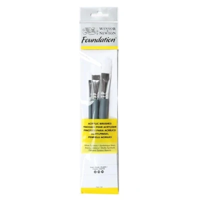 Imagen de Winsor &amp; Newton pinceles para acrílico Foundation, set de 3 Unidades, sintéticos, planos nº 4, 10 y 14