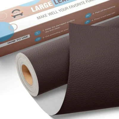 Imagen de Kit de Reparación Cuero para Muebles, Parche Autoadhesivo 40x160 cm, Adhesivo Tapizar Asientos Automóviles, Sofás, Sofás Sillas Marrón oscuro