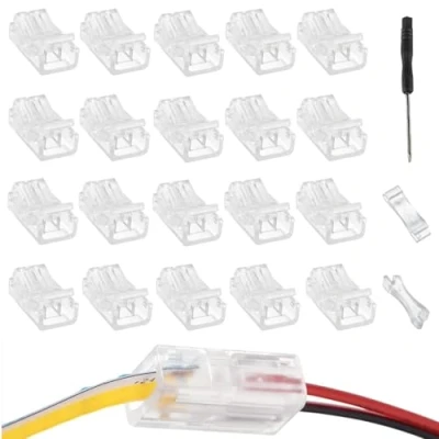 Imagen de EPLZON 2Pin 10mm Conector de Tira LED rápido luz Cinta conectores sin Soldadura para monocromática SMD 5050/5630 Ancho(20piezas)