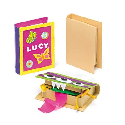 Imagen de Baker Ross EK3067 Cajas de cartulina rígida en forma libro que los niños pueden personalizar y decorar. Manualidades creativas perfectas para fiestas infantiles (pack 3).