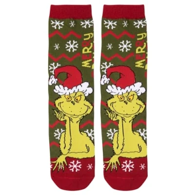 Imagen de United Labels Grinch Calcetines Mujer Verde Divertidos Merry Grinchmas Navidad Medias, verde, 35 38