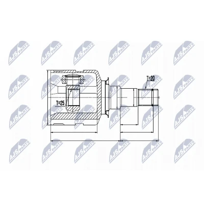 Imagen de NTY NPW TY 013 Junta Homocinética Eje delantero, derecha, lado de engranaje LEXUS: RX II, TOYOTA: Highlander RAV4 III SUV