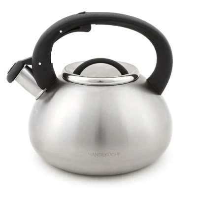 Imagen de Hanseküche Hervidor de agua 2,3 L para inducción y gas, acero inoxidable plástico, diseño mango madera