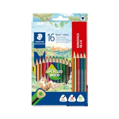Imagen de STAEDTLER 187 C12P1 Noris Colour lápices de colores (mayor resistencia a la rotura, forma triangular, diseño atractivo, superficie suave, material Wopex, juego 16 brillantes en estuche cartón)