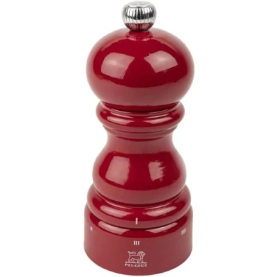 Imagen de PEUGEOT Paris u&#039;Select Molinillo de sal (12 cm, 6 ajustes molienda predefinidos, fabricado con madera certificada PEFC, en Francia), color rojo brillante