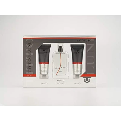 Imagen de TITTO BLUNI Assoluto Sport Uomo, Estuche de Regalo Hombre, Colonia 75 ml + After Shave Gel Baño ml, Eau Toilette Masculina, Aroma Cítrico Especiado, Fragancia Fresca y Duradera