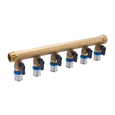Imagen de Colector Macho Hembra 3/4 6 salidas de tubo multicapa a prensar con válvulas QUICK PLOMBERIE