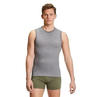 Imagen de FALKE Wool Tech Light M S/L SH lana hilo funcional secado rápido 1 pieza, Capa de base superior Hombre, Gris (Grey Heather 3757),