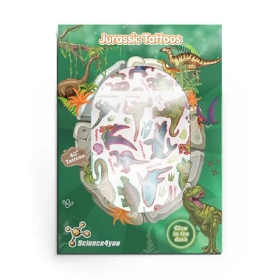 Imagen de Science4you Tatuajes Temporales Kit de adhesivos para Niños con más 40 Dinosaurios, el Regalo Fiesta perfecto y Niñas 5 6 7 8 9+ años