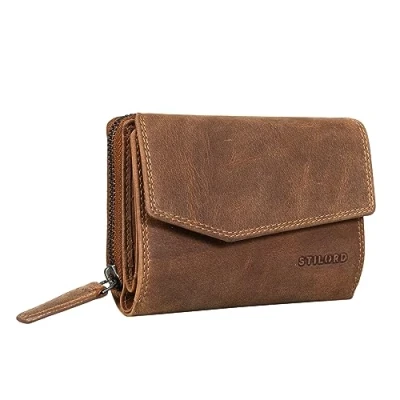 Imagen de STILORD &#039;Lark&#039; Monedero Tarjetero Mujer Billetera Grande Señoras Portamondas Cartera Cuero Genuino, Color:Bergamo marrón