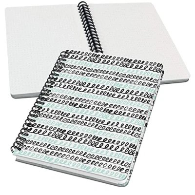 Imagen de SIGEL JN622 Jolie Libreta de espiral, Curly Mint, cuadriculado con puntos (impresión Dot), 100 g/m², 16,2 x 21,5 cm, tapa dura, 120 páginas, verde menta, negro, blanco