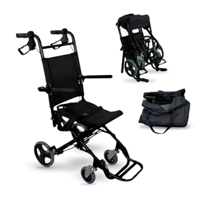 Imagen de Mobiclinic®, Silla de ruedas tránsito, Saturno, Aluminio, Plegable, Freno en manetas, Marca Española, Reposapiés abatibles, Reposabrazos Ligera, Cinturón seguridad, Ergonómica