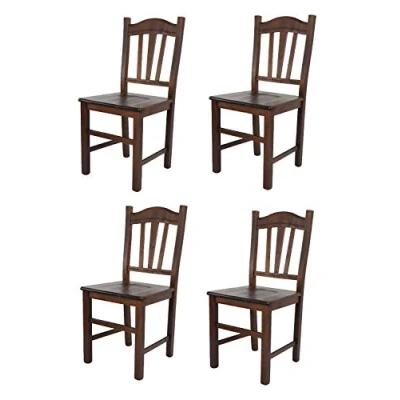 Imagen de t m c s Tommychairs Set 4 sillas Silvana para Cocina y Comedor, Estructura en Madera de Haya Color Nuez Oscuro Asiento
