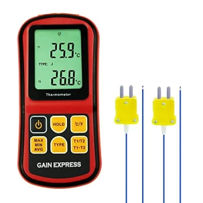 Imagen de Digital K/J/T/E/R/S/N Tipo Termopar Termómetro Canales Pantalla LCD 150 1767 C Temperatura ATC Probador, Celsius Y Fahrenheit Precisión De ±0, 1% + 0.6 C, Con Luz Fondo