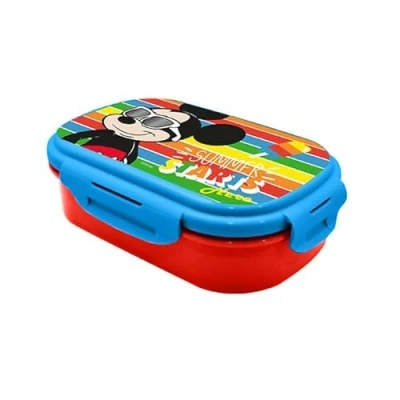 Imagen de HOVUK Lonchera de Mickey Mouse para niños, contenedor almuerzo a prueba fugas con 2 compartimentos y cubiertos, reutilizable, sin BPA, apto microondas lavavajillas partir 3 años