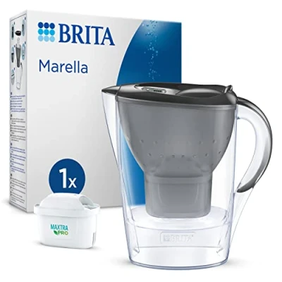 Imagen de BRITA Jarra filtrante Marella Graphite (2,4l) incl 1 cartucho filtro agua grifo MAXTRA PRO All in reduce PFAS,piedra caliza, cloro, algunas impurezas y metales indicador temporal, ecoembalaje