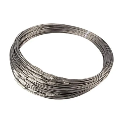Imagen de NBEADS 100 mechones de Platino Collar Alambre Acero Cable con Tornillo Latón Cierre Niza para DIY Fabricación Joyas, 17, 5 &quot;; 1 mm; Cierre: 12 x 4 mm