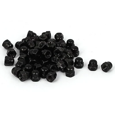 Imagen de sourcing map Bellota Hexagonal Tapa Tuercas 50Uds M3 Cúpula Carburo Acero Hexágono Decorativa Tuerca para Tornillos Pernos Negro