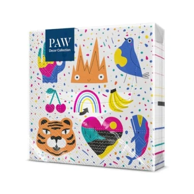 Imagen de PAW Servilletas Papel 3 Capas (33 x 33 cm) I 20 Unidades Perfecto para Fiestas, Cumpleaños y Celebraciones de con Diseño Amigos Garabato